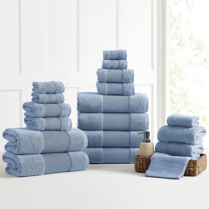 Modern Threads Air Cloud 18-Piece Bath Towel Set - Blue