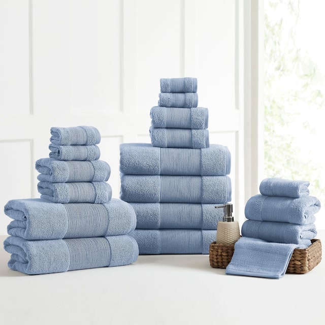 Modern Threads Air Cloud 18-Piece Bath Towel Set - Blue