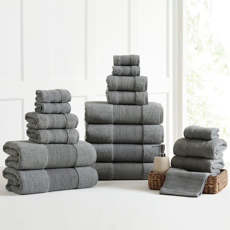 Modern Threads Air Cloud 18-Piece Bath Towel Set - Charcoal