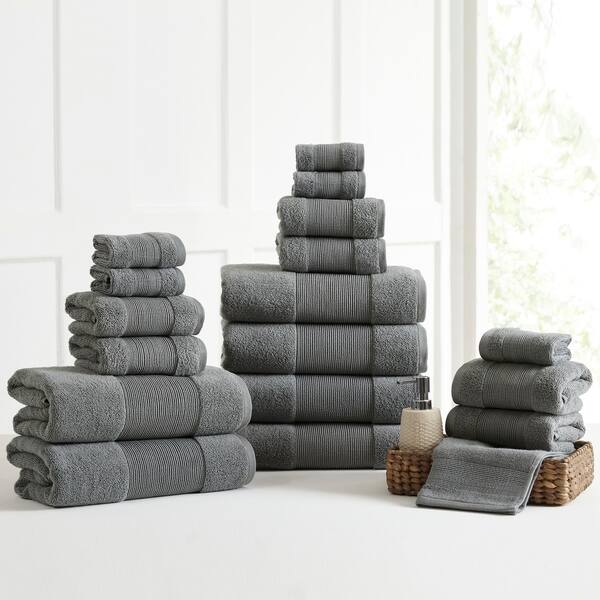 Modern Threads Air Cloud 18-Piece Bath Towel Set - Charcoal