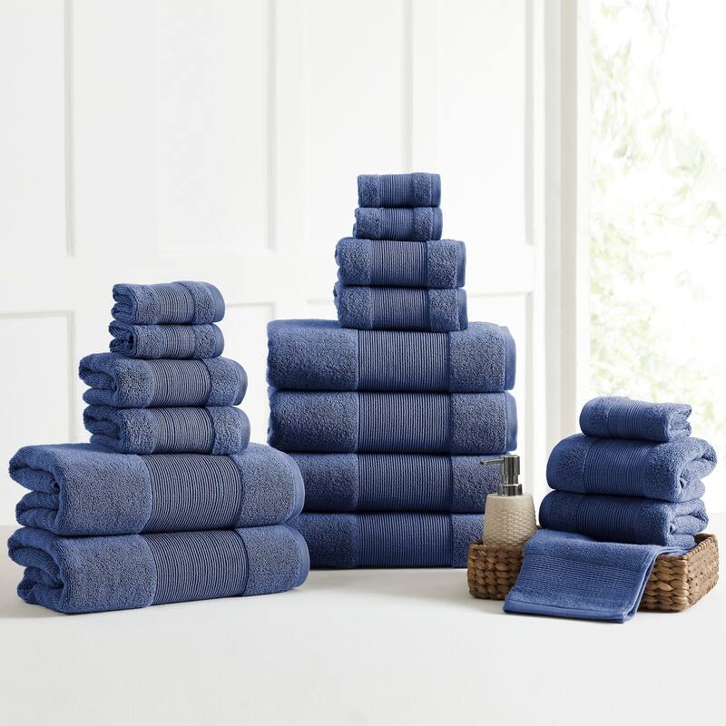 Modern Threads Air Cloud 18-Piece Bath Towel Set - Navy