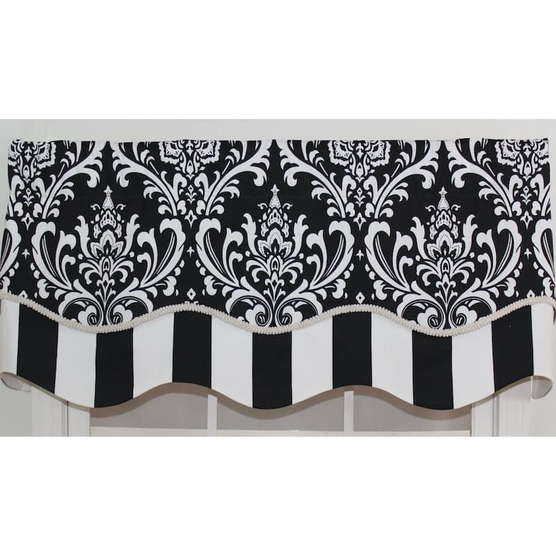 RLF Home Ozbourne 50-inch Window Valance - Black - Layered