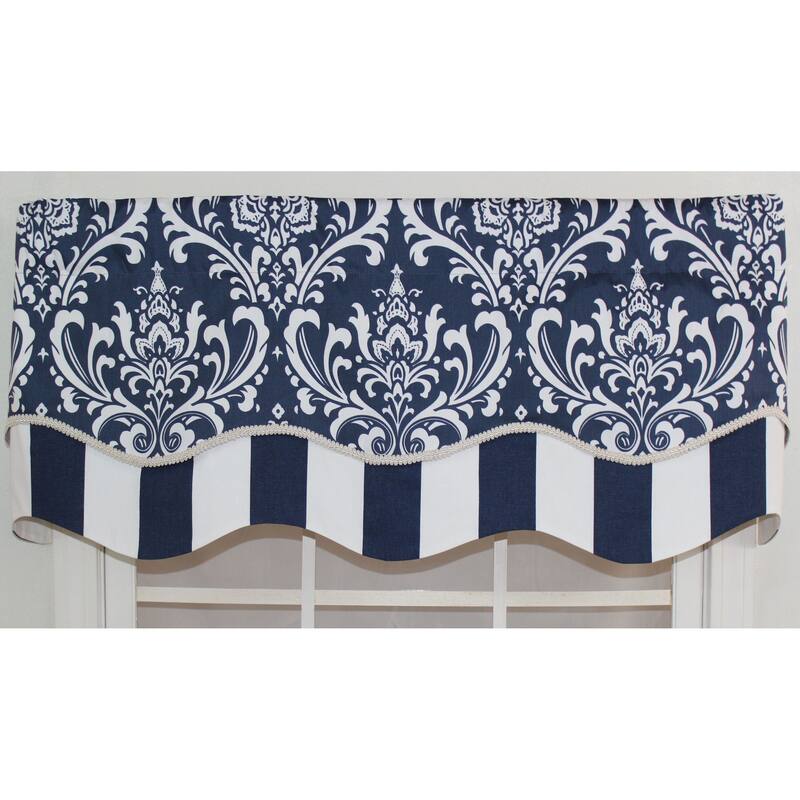 RLF Home Ozbourne 50-inch Window Valance - Navy - Layered