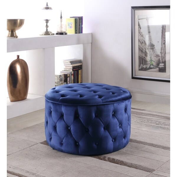 Chic Home Adna Velvet Upholstered Ottoman