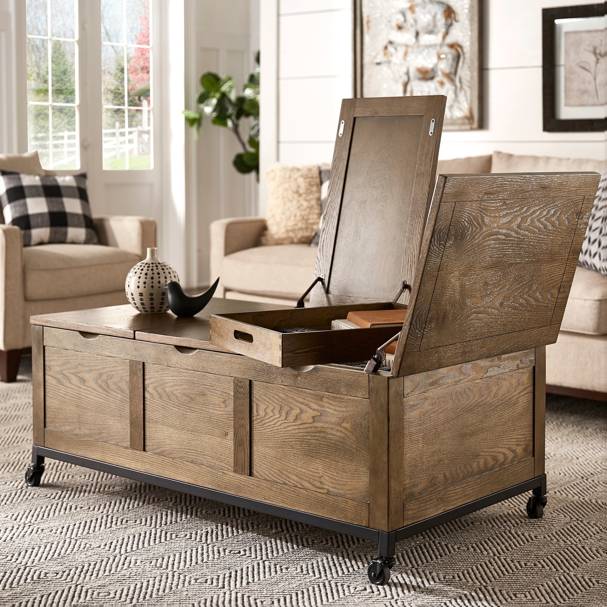 Storage Trunk End Table with Removable Tray by Inspire Q Classic