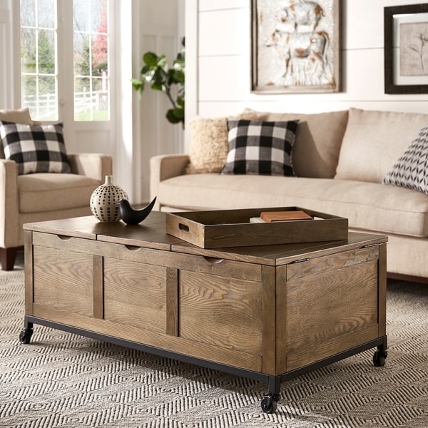 Shay Rectangular Storage Coffee Table with Removeable Tray and 