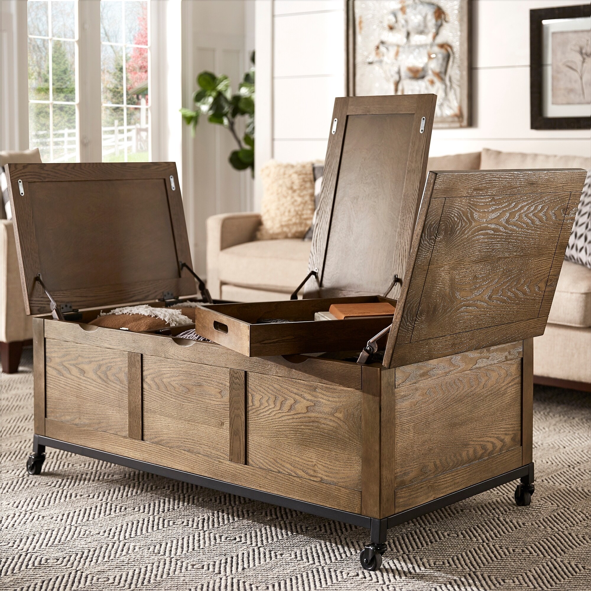 Shay Storage Trunk End Table with Removeable Tray by Inspire Q Artisan - Veneer/MDF