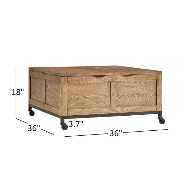 Shay Square Storage Trunk Coffee Table with Caster Wheels by iNSPIRE Q