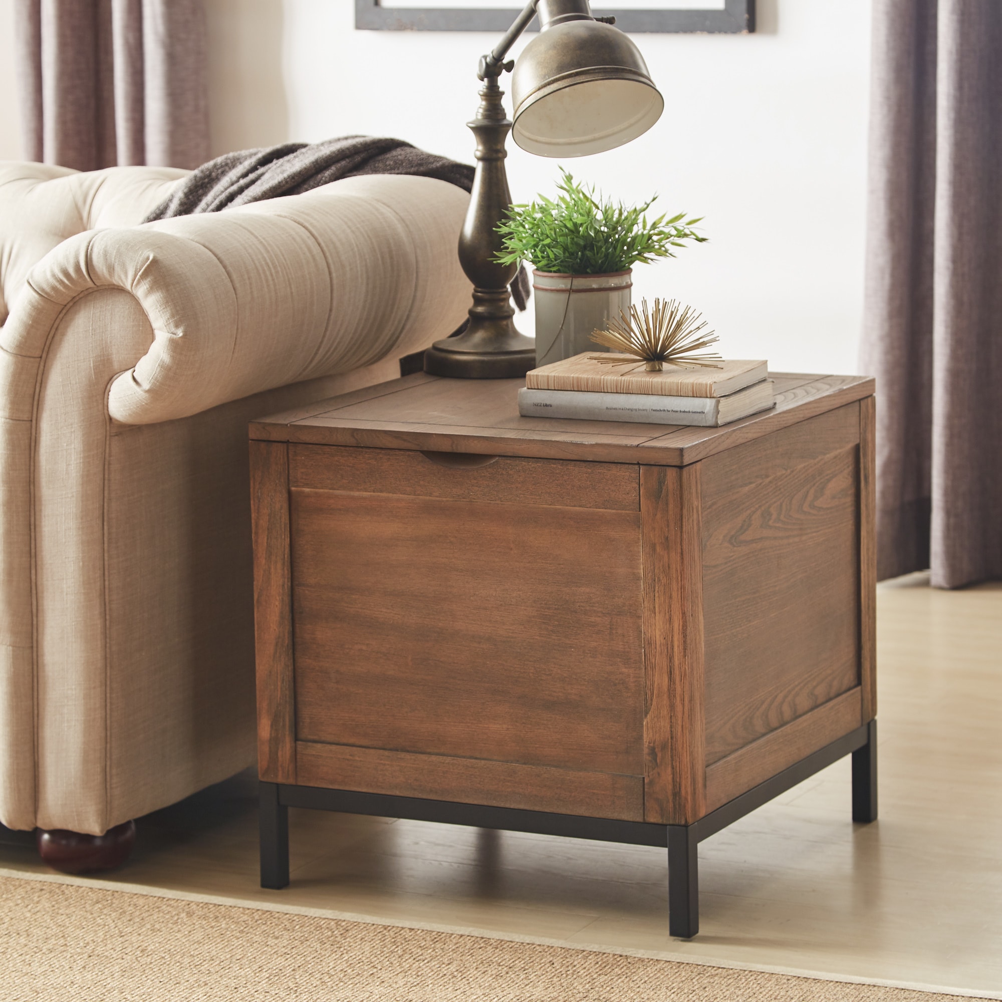 Shay Storage Trunk End Table with Removeable Tray by Inspire Q Artisan - Veneer/MDF