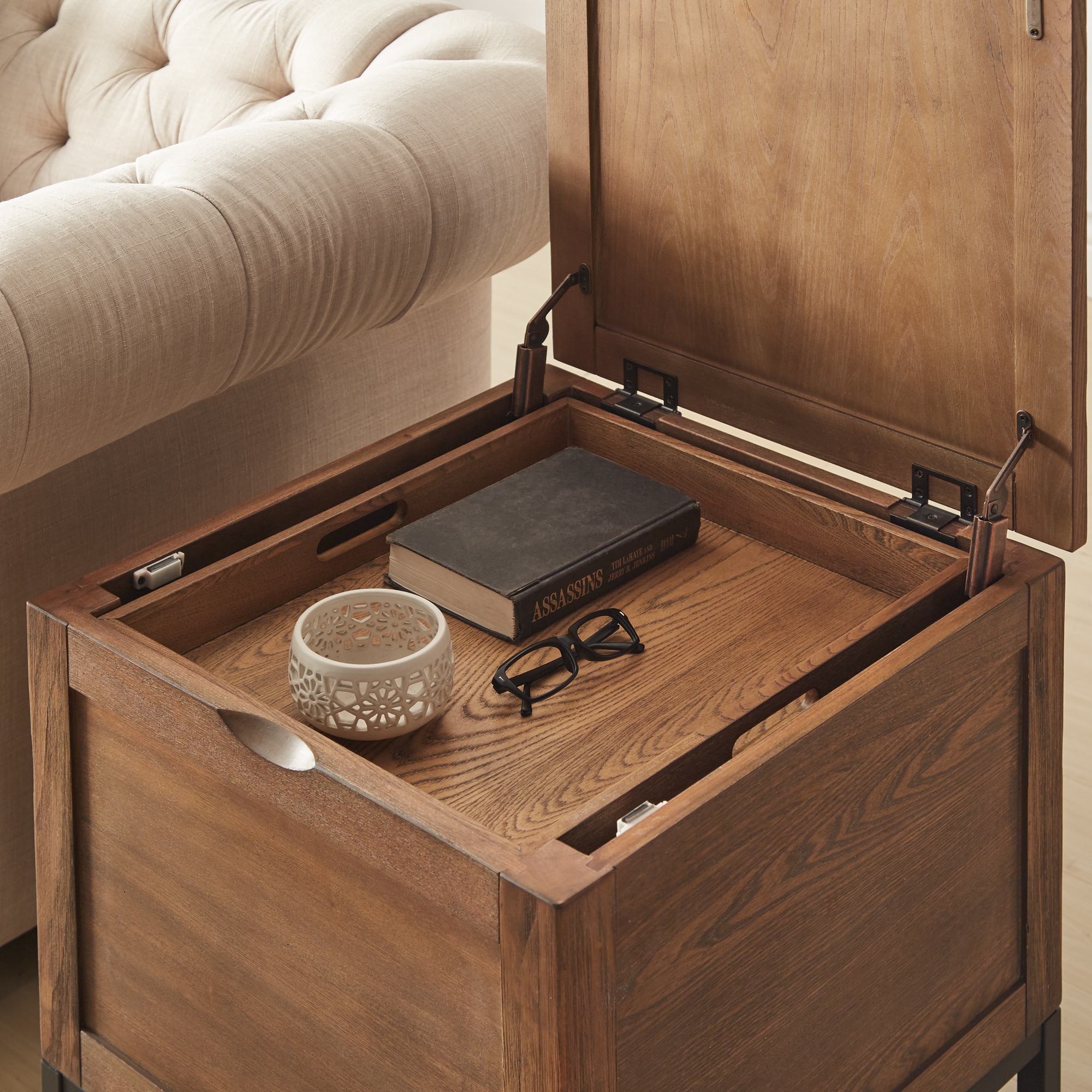 Shay Storage Trunk End Table with Removeable Tray by Inspire Q Artisan - Veneer/MDF