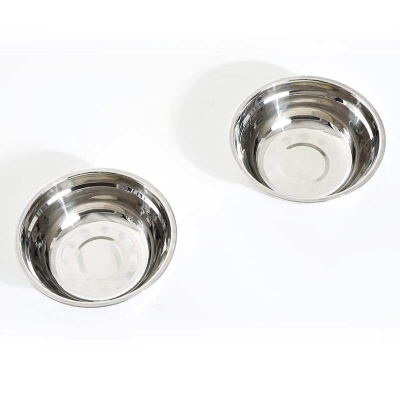 PawHut 17" Double Stainless Steel Heavy Duty Dog Food Bowl Pet Elevated Feeding Station