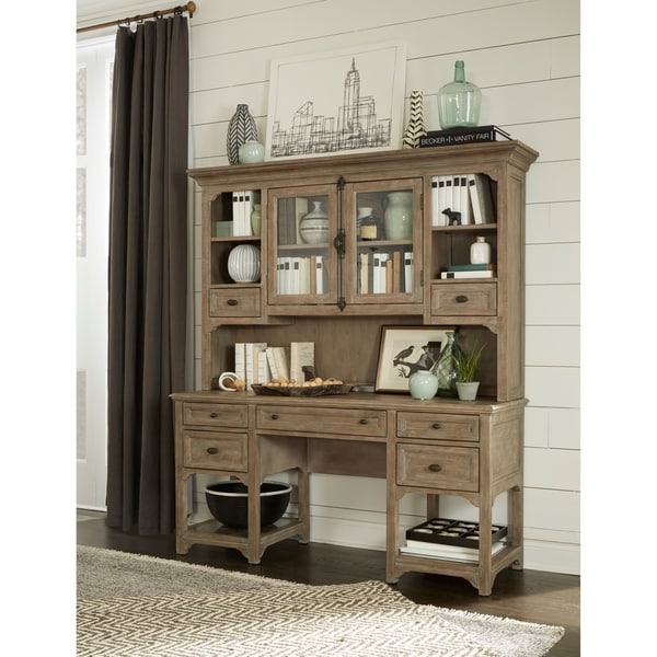 Shop Tinley Park Traditional Dove Tail Grey Desk With Hutch