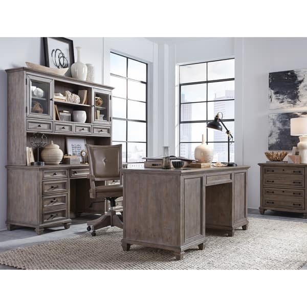 Victorian Style Rustic 66 Inch Solid Wood Home Office Executive Desk
