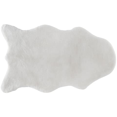 Fake Rabbit Fur Accent Area Rug - Ultra Soft with Faux Suede Backing - Polyester - 2x3 Single Pelt Short Pile Sheepskin
