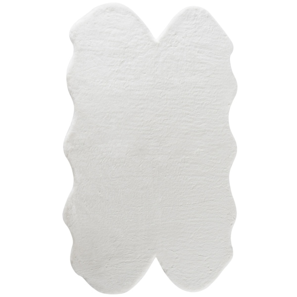 Fake Rabbit Fur Accent Area Rug - Ultra Soft with Faux Suede Backing - Polyester - 3x5 Quad Pelt Short Pile Sheepskin Rug. Opens flyout.