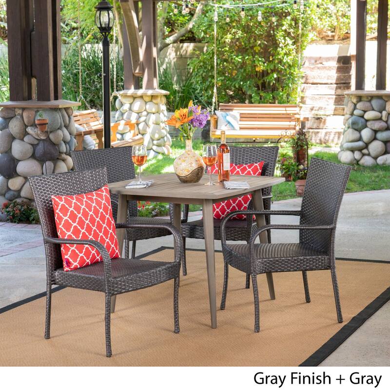 Lagen Outdoor 5 Piece Wood and Wicker Dining Set by Christopher Knight Home
