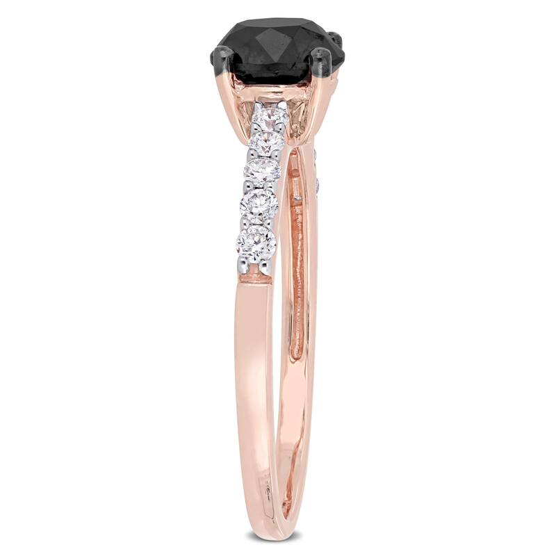 Miadora Signature Collection 14k Rose Gold 1 1/4ct TDW Black and White Diamond Solitaire Engagement Ring