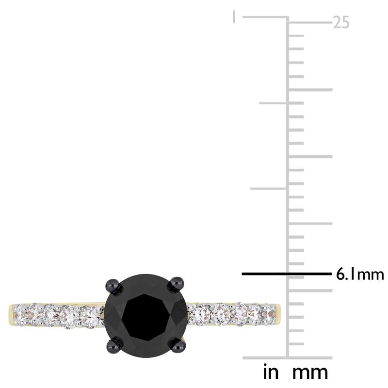 Miadora Signature Collection 14k Yellow Gold 1 1/4ct TDW Black and White Diamond Solitaire Engagement Ring