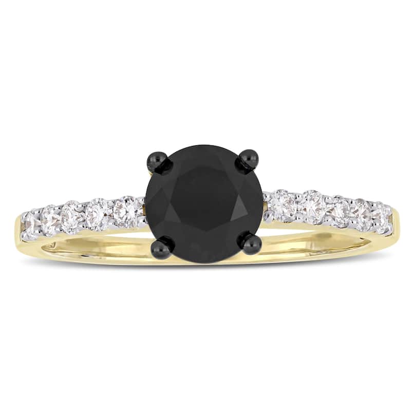Miadora Signature Collection 14k Yellow Gold 1 1/4ct TDW Black and White Diamond Solitaire Engagement Ring