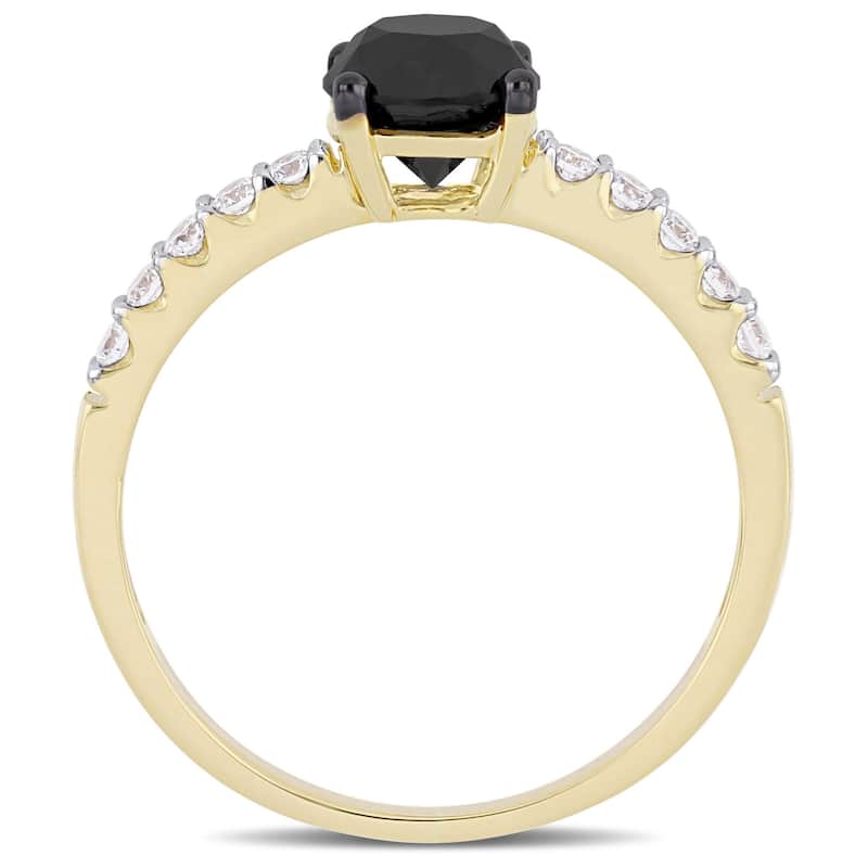Miadora Signature Collection 14k Yellow Gold 1 1/4ct TDW Black and White Diamond Solitaire Engagement Ring