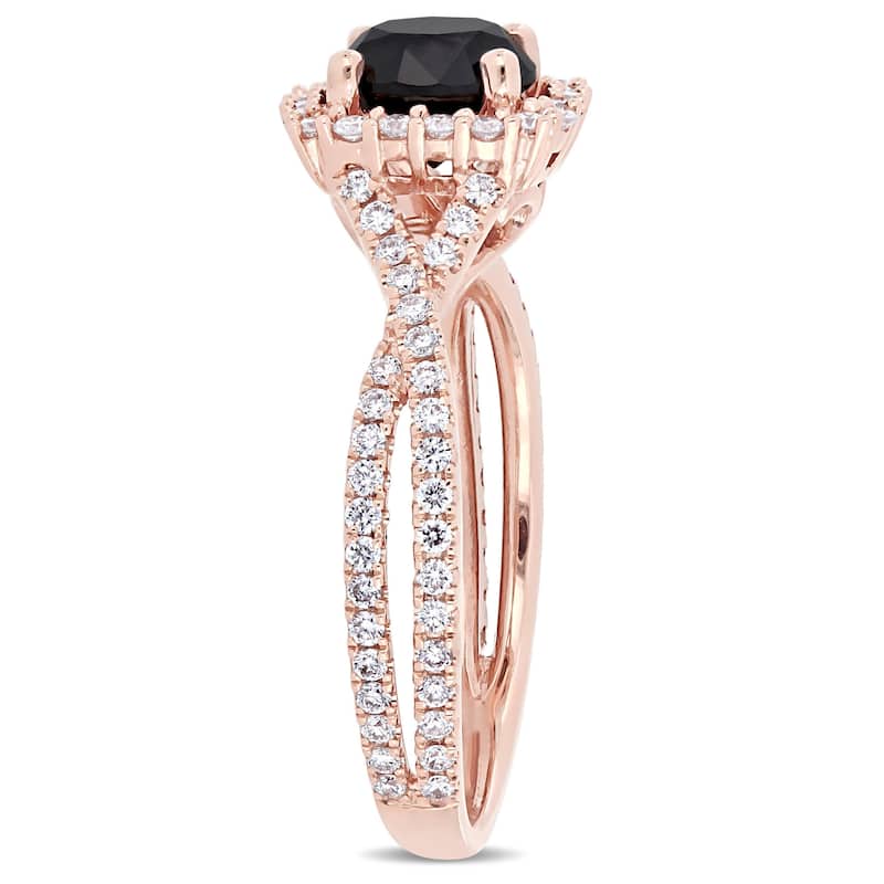 Miadora Signature Collection 14k Rose Gold 1 1/2ct TDW Black and White Diamond Halo Infinity Engagement Ring