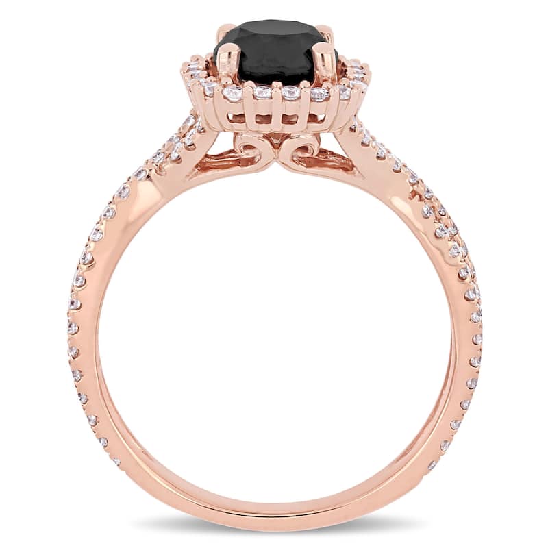 Miadora Signature Collection 14k Rose Gold 1 1/2ct TDW Black and White Diamond Halo Infinity Engagement Ring