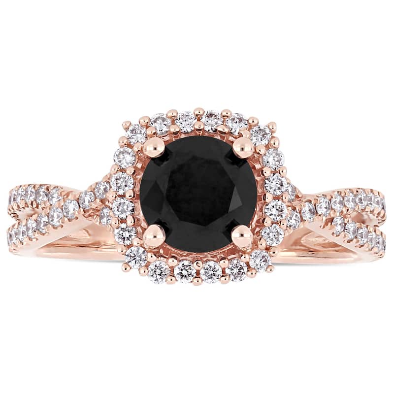 Miadora Signature Collection 14k Rose Gold 1 1/2ct TDW Black and White Diamond Halo Infinity Engagement Ring