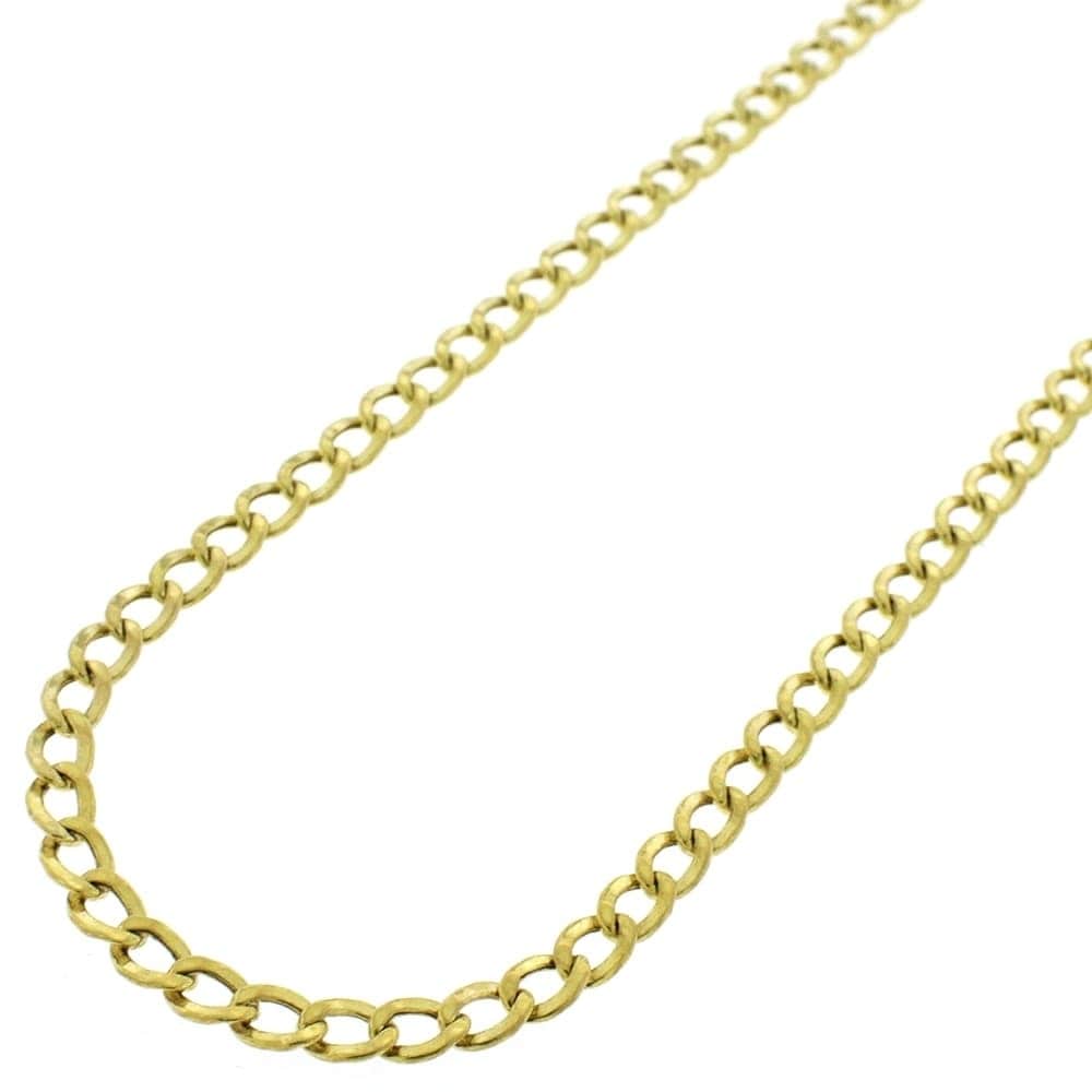 Round Curb Link Women Men 10K Solid Yellow Gold Cuban Necklace Chain 2mm 16-24/"