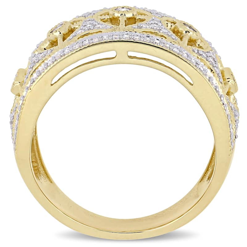 Miadora Signature Collection 10k Yellow Gold 1/2ct TDW Diamond Openwork Vintage Anniversary Ring