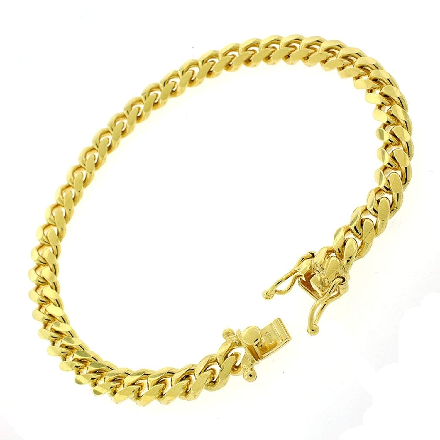 7.5/"-10/"MEN WOEMN Stainless Steel 7mm Silver//Gold Cuban Curb Link Chain Bracelet