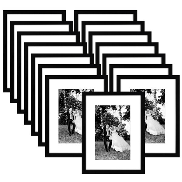 Americanflat 15 Pack - 12x16 Black Picture Frames - Made to Display Pictures 8x12 Inches with Mat and 12x16 Inches without Mat