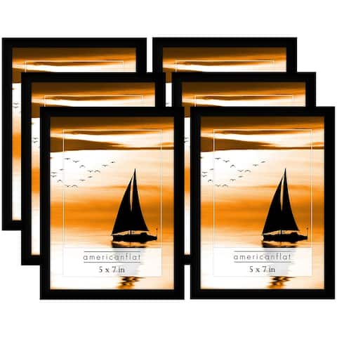 Americanflat 6 Pack - 5x7 Black Picture Frames with Glass Fronts