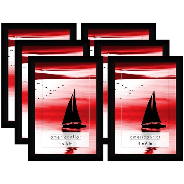 Americanflat 6 Pack - 4x6 Black Picture Frames with Glass Fronts