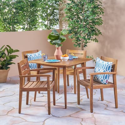 Stamford Outdoor 5 Piece Acacia Wood Dining Set by Christopher Knight Home