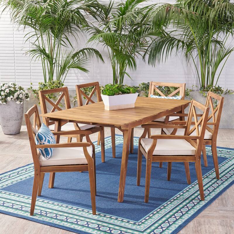 Mesa Outdoor 7-Piece Acacia Wood Dining Set by Christopher Knight Home
