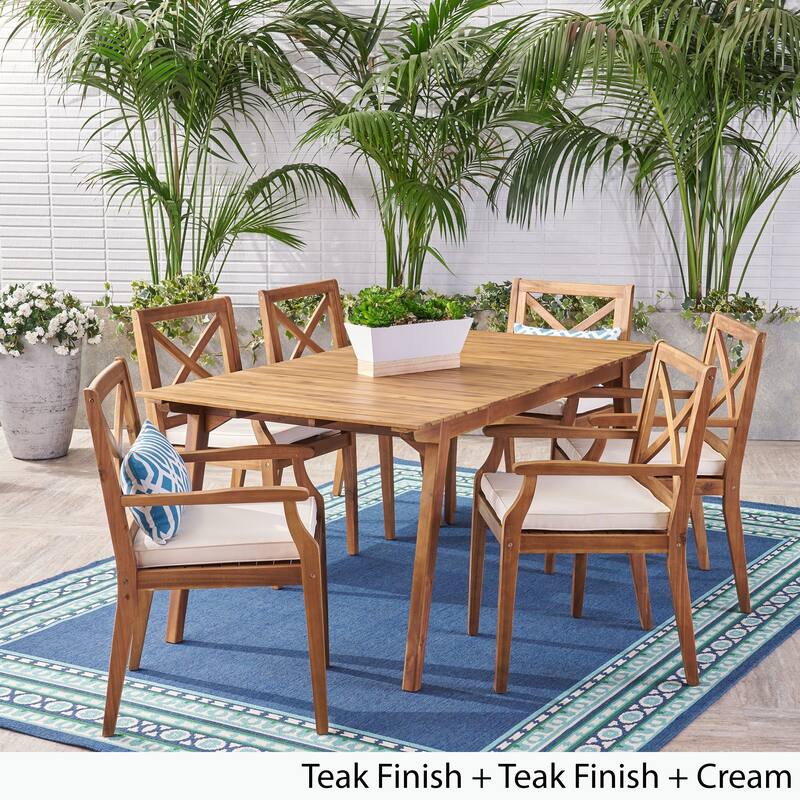 Mesa Outdoor 7-Piece Acacia Wood Dining Set by Christopher Knight Home