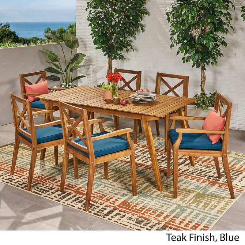 Mesa Outdoor 7-Piece Acacia Wood Dining Set by Christopher Knight Home