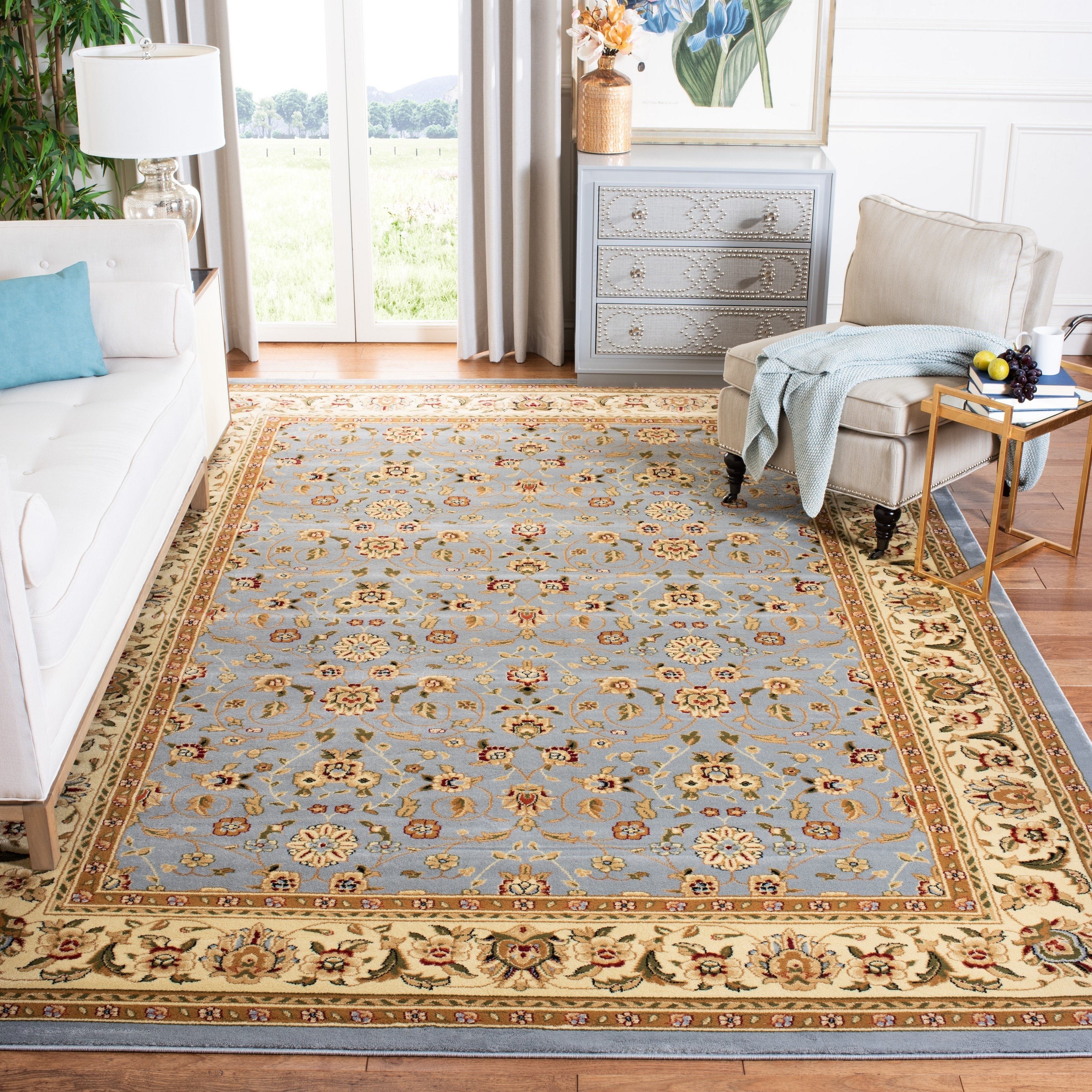 Lyndhurst Floral Motif Greyish Blue/ Ivory Runner (23 x 12)