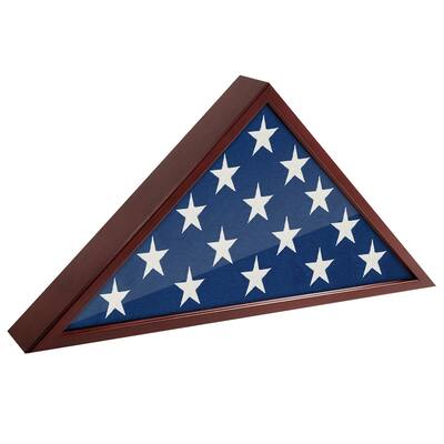 Americanflat Flag Display Case Frame, Large, Fits a Folded 5' x 9.5' Flag, Brown