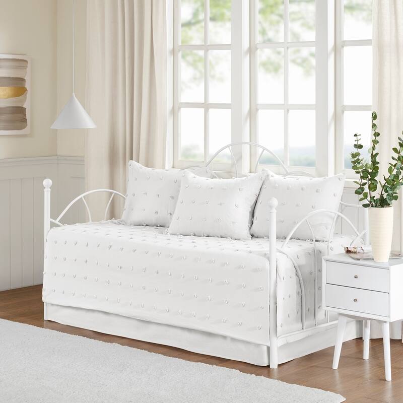 Intelligent Design Maize Cotton Jacquard 5pcs w/Chenille Dots Daybed Set