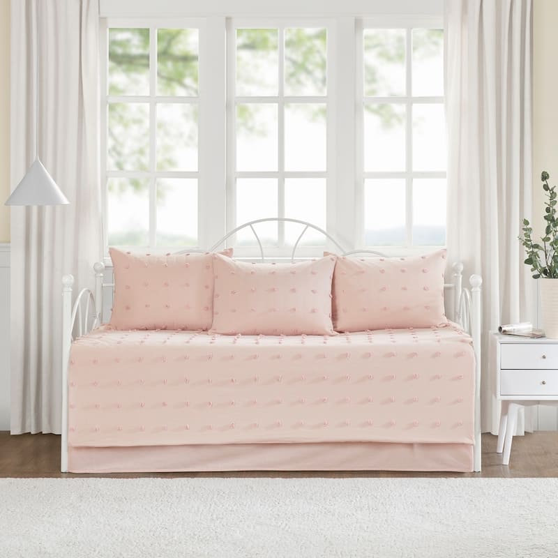 Intelligent Design Maize Cotton Jacquard 5pcs w/Chenille Dots Daybed Set