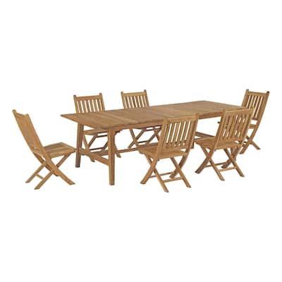Marina 7 Piece Outdoor Patio Teak Outdoor Dining Set