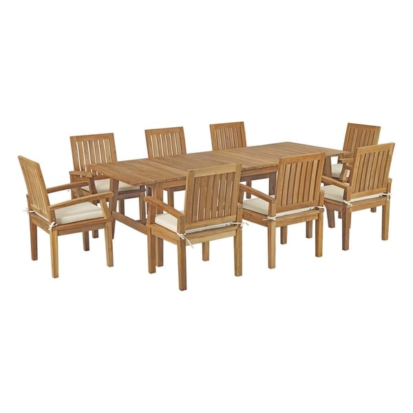 Marina 9 Piece Outdoor Patio Teak Outdoor Dining Set