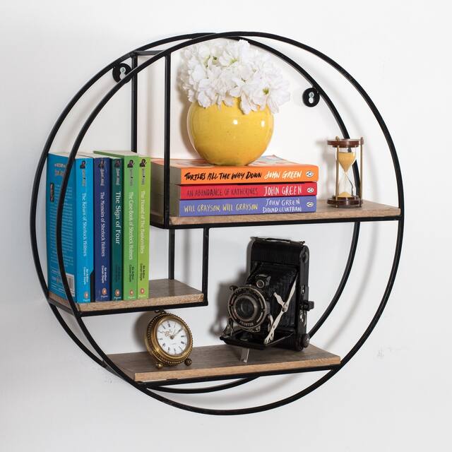 Marly Round Floating Wall Shelf - 19.50 x 19.50 x 4.75 - Black