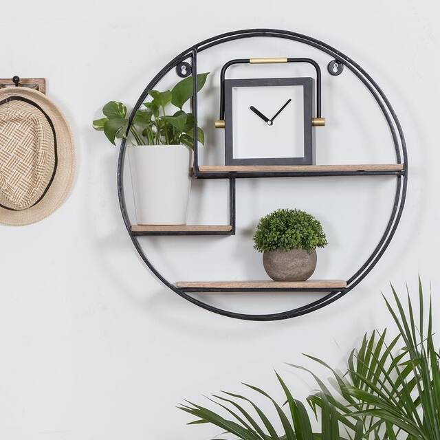 Marly Round Floating Wall Shelf - 19.50 x 19.50 x 4.75 - Bronze