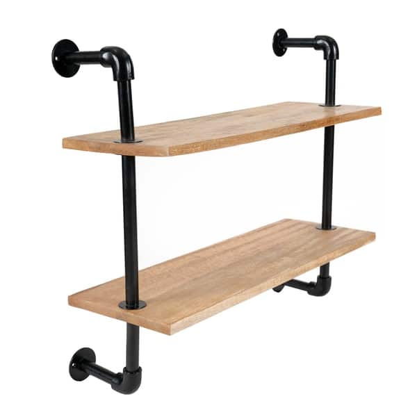 Shop Terville Two Tier Industrial Pipe Wall Shelf 24 X 8 5 X