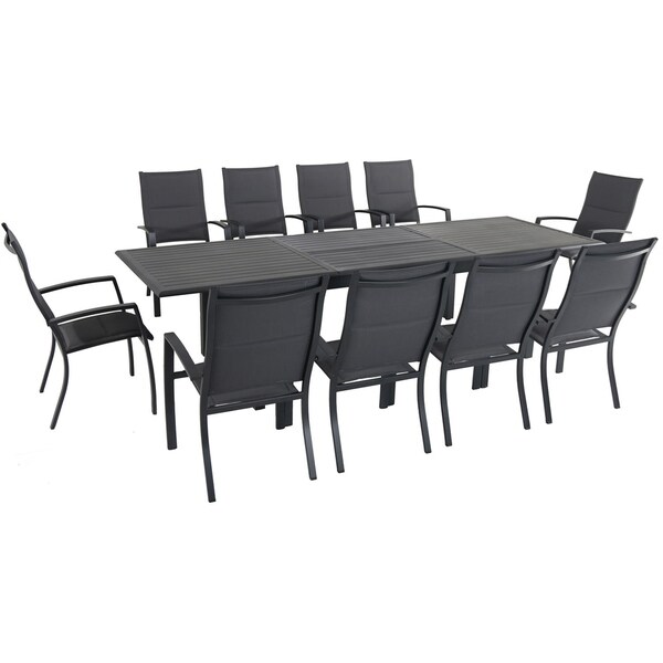 Cambridge Bryn 11-Piece Dining Set with 10 Padded Sling Chairs and an Expandable 40" x 118" Table
