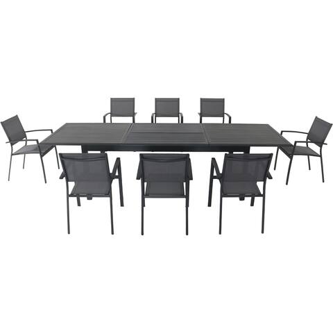 Cambridge Byrn 9-Piece Dining Set with 8 Sling Chairs and an Expandable 40" x 118" Table