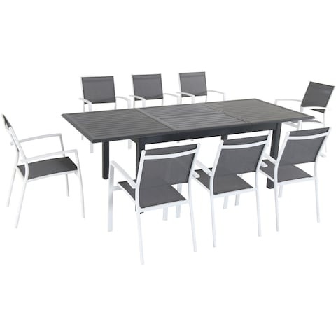 Cambridge Turner 9-Piece Expandable Dining Set with 8 Sling Dining Chairs and a 40" x 94" Table