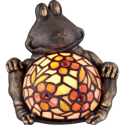 Quoizel Flower Frog Vintage Bronze 1-light Tiffany Table Lamp